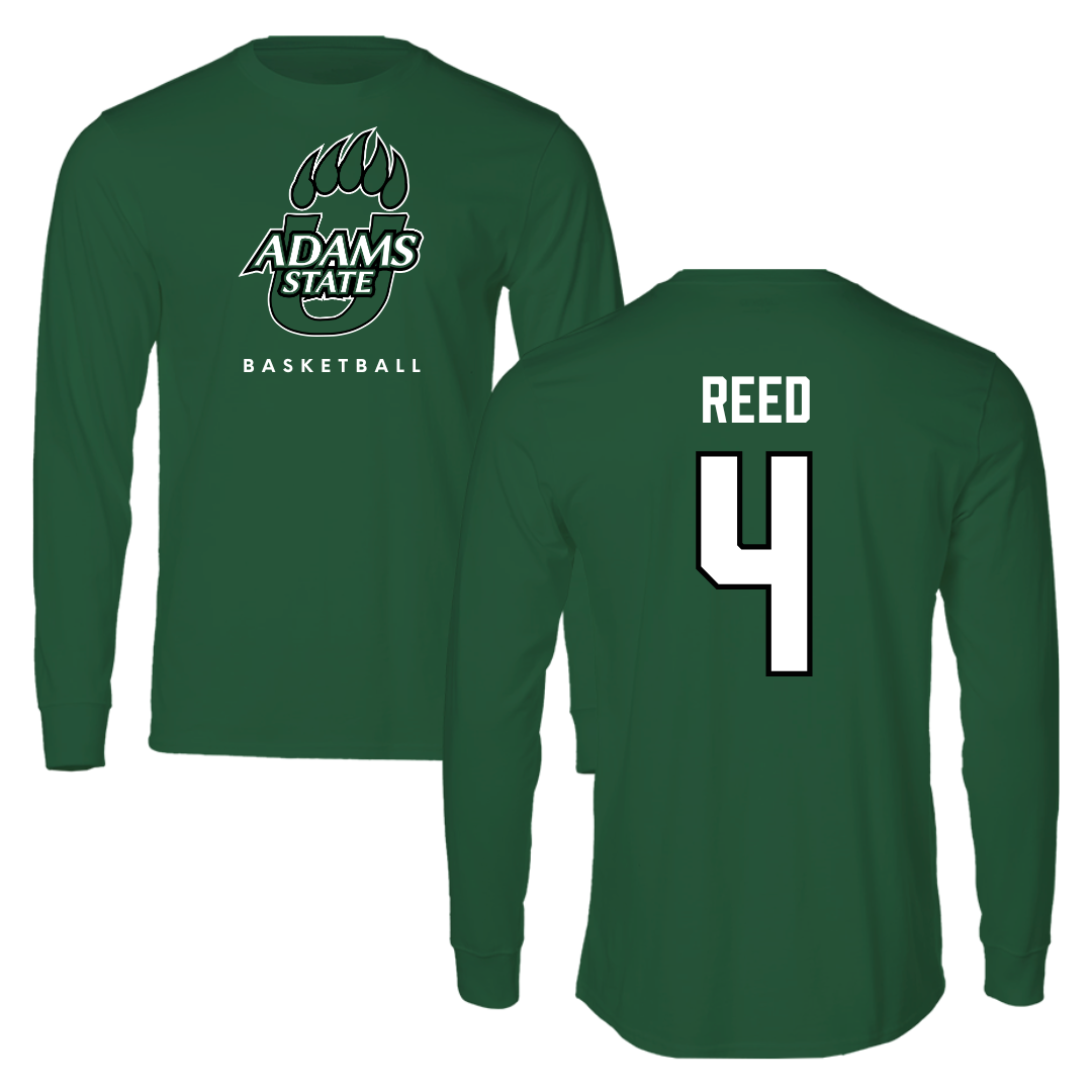 Adams State University Basketball Green Performance Long Sleeve - #4 Jaylin Reed