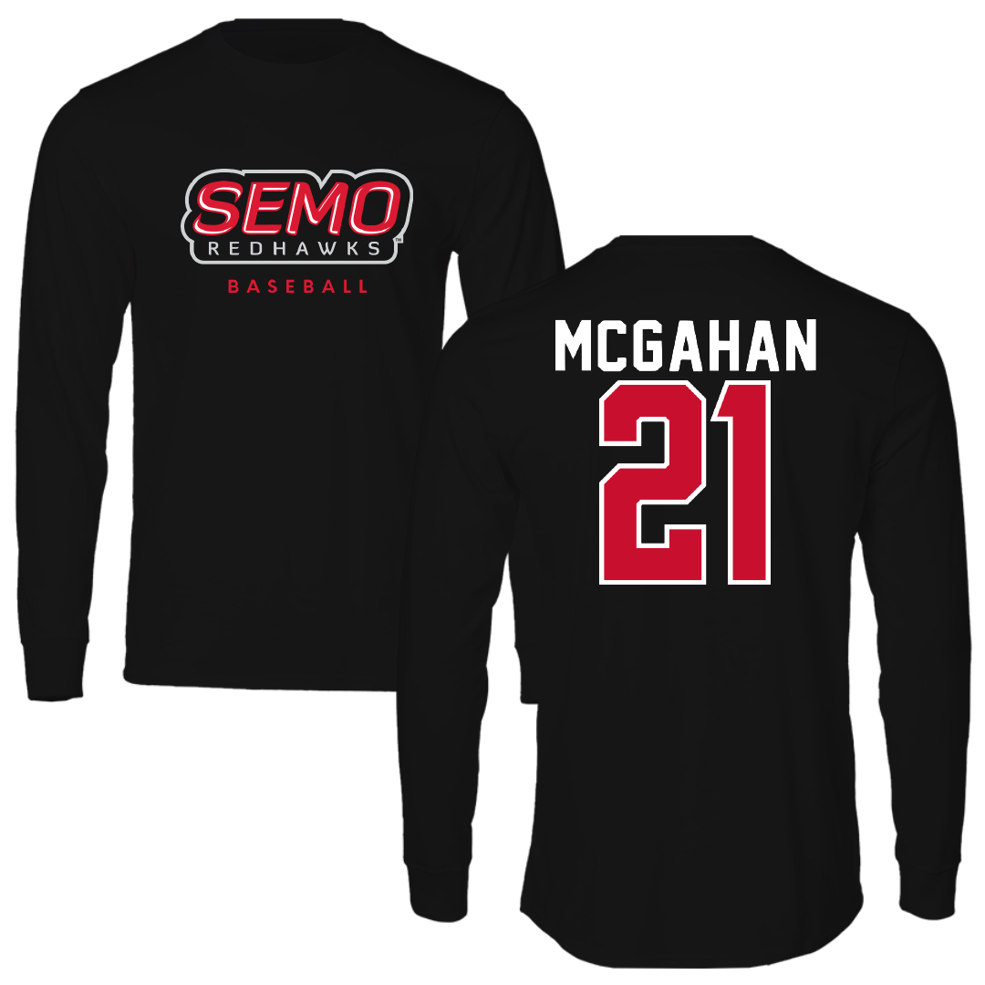 Southeast Missouri State University Baseball Black Performance Long Sleeve - #21 Shea McGahan
