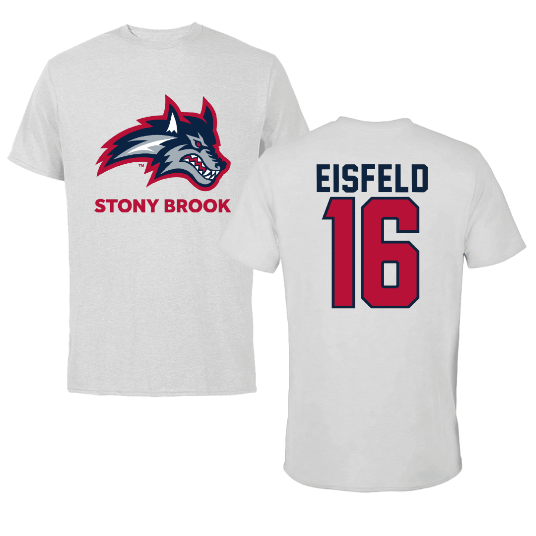 Stony Brook University Lacrosse Light Gray Performance Tee - #16 Haydin Eisfeld