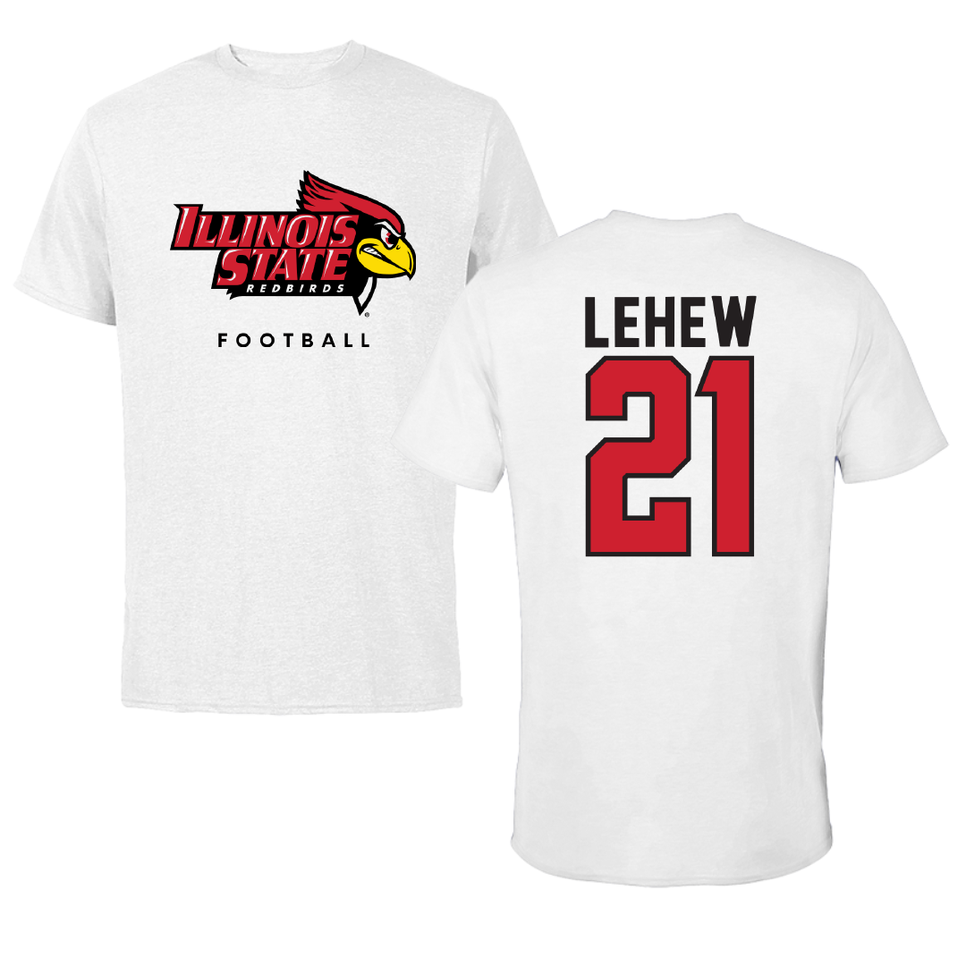 Illinois State University Football White Tee - #21 Kaden Lehew