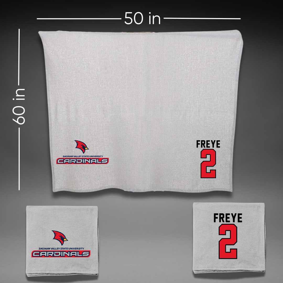 Saginaw Valley State University Soccer Gray Blanket - #2 Abe Freye