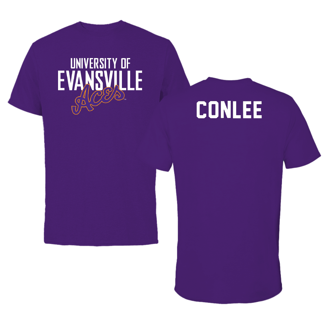 University of Evansville Golf Purple Tee - Bryce Conlee