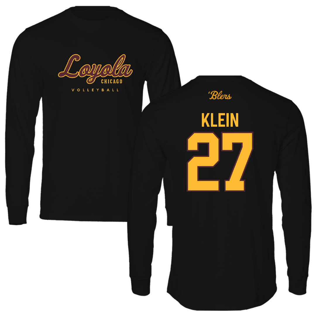 Loyola University-Chicago Volleyball Black Performance Long Sleeve - #27 Aidan Klein