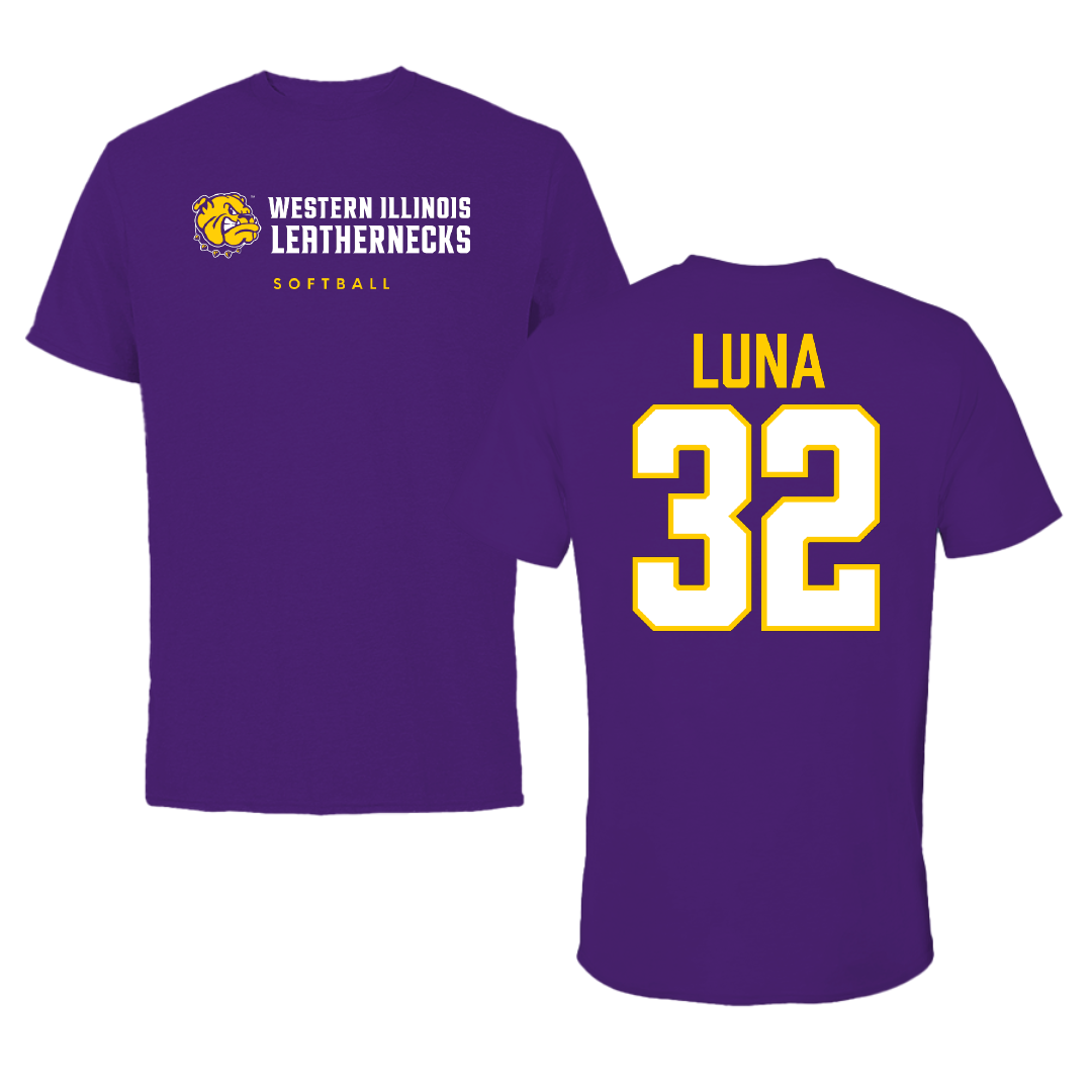 Western Illinois University Softball Purple Tee - #32 Maria Luna