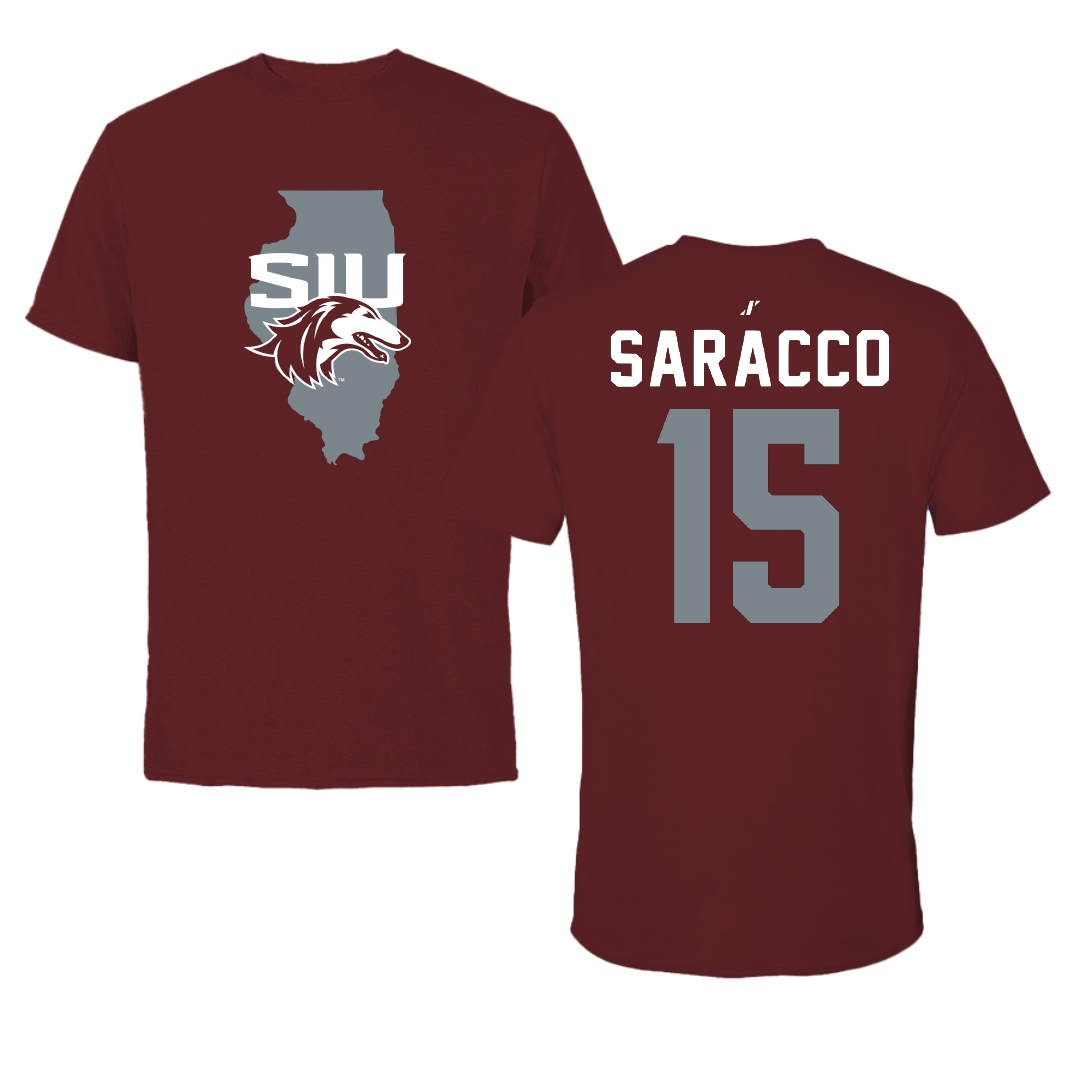 Southern Illinois University at Carbondale Basketball Maroon State Tee - #15 Madisyn Saracco