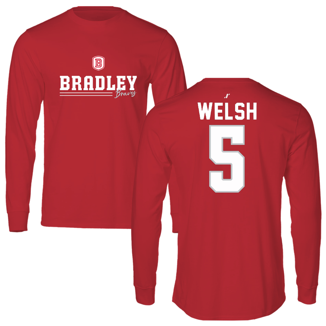 Bradley University Softball Red General Performance Long Sleeve - #5 Addie Welsh