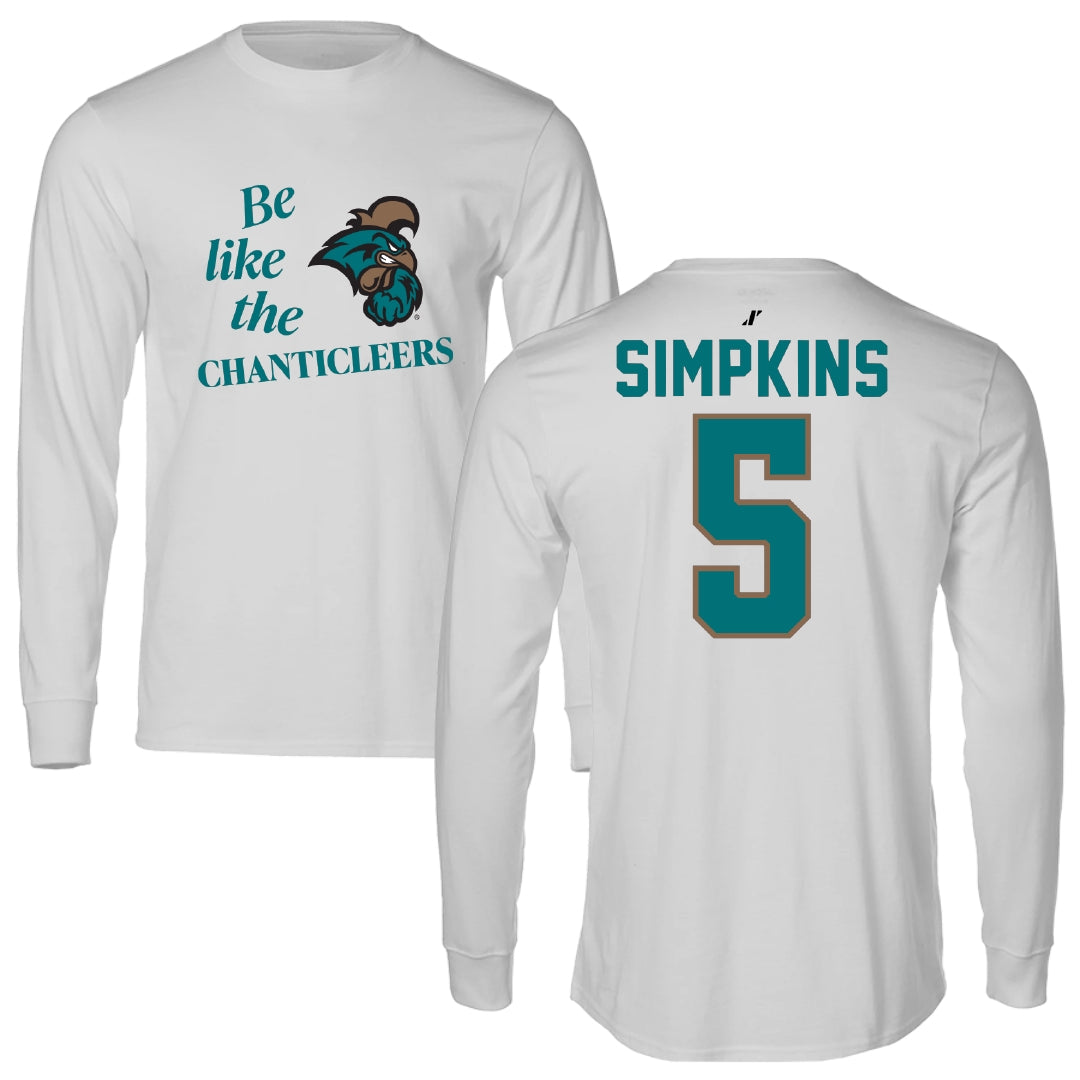 Coastal Carolina University Football Light Gray Be Like Us Performance Long Sleeve - #5 Ja'Vin Simpkins