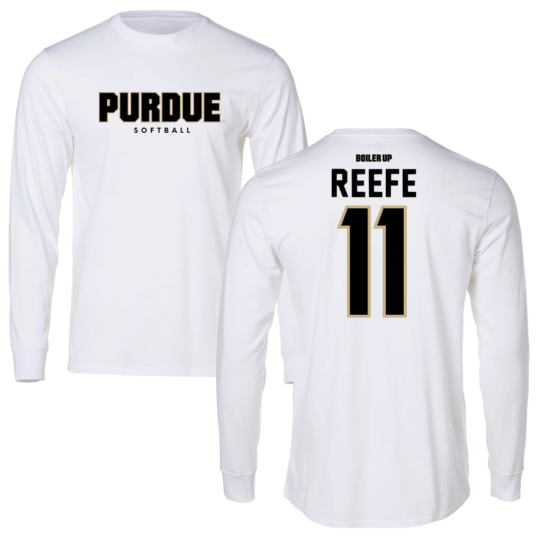 Purdue University Softball White Performance Long Sleeve - #11 Delaney Reefe