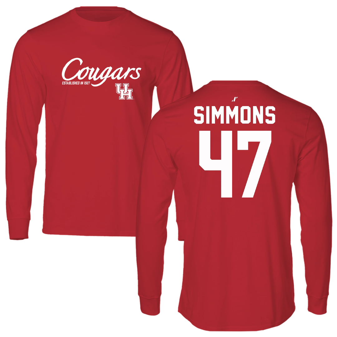 University of Houston Baseball Red General Long Sleeve - #47 Logan Simmons