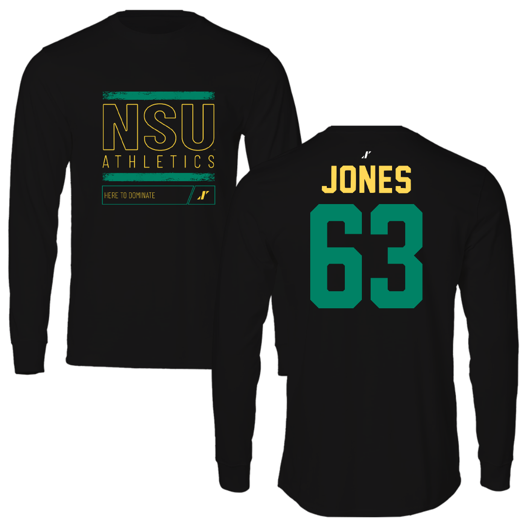 Norfolk State University Football Black Dominate Long Sleeve - #63 Chris Jones