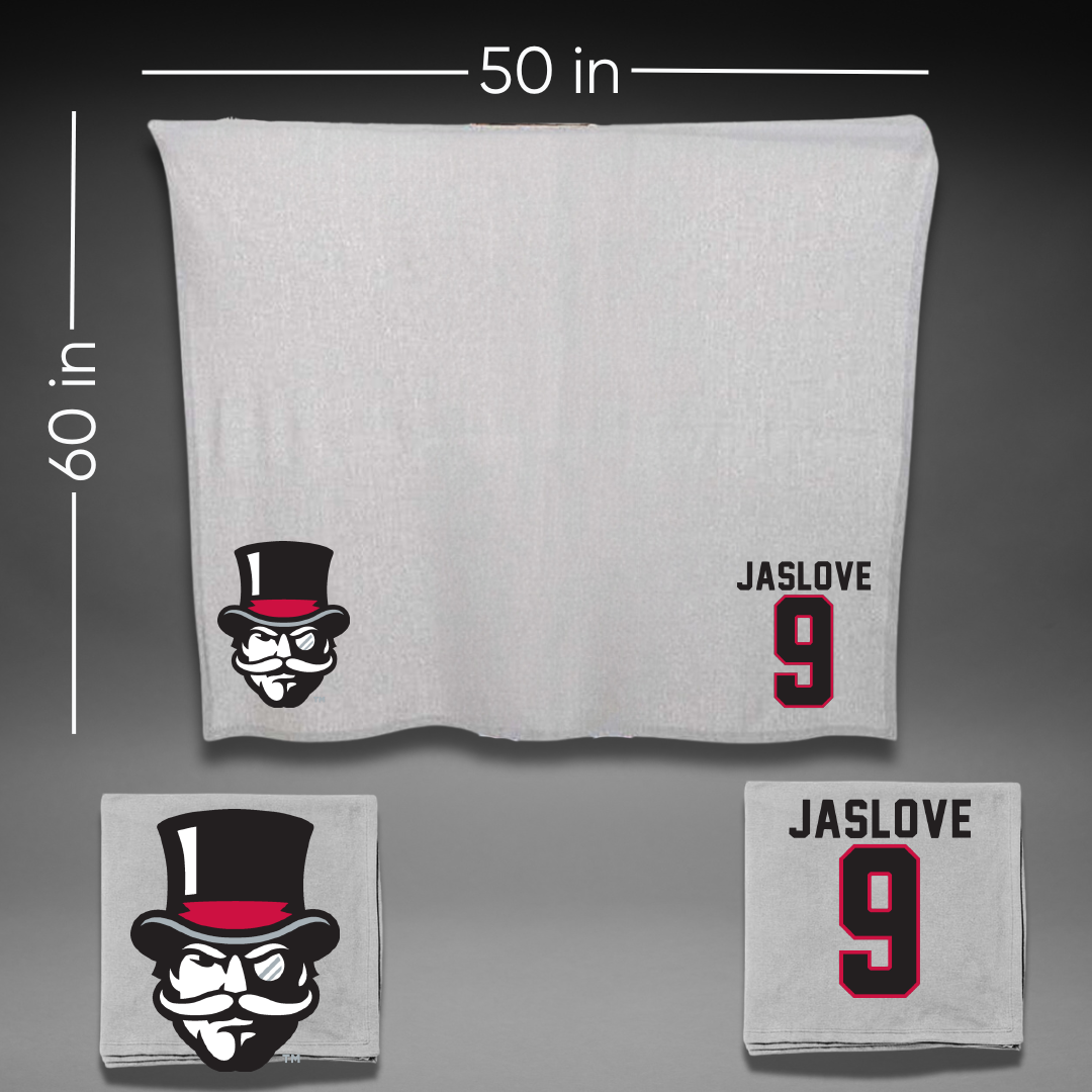Austin Peay State University Baseball Gray Blanket - #9 Austen Jaslove