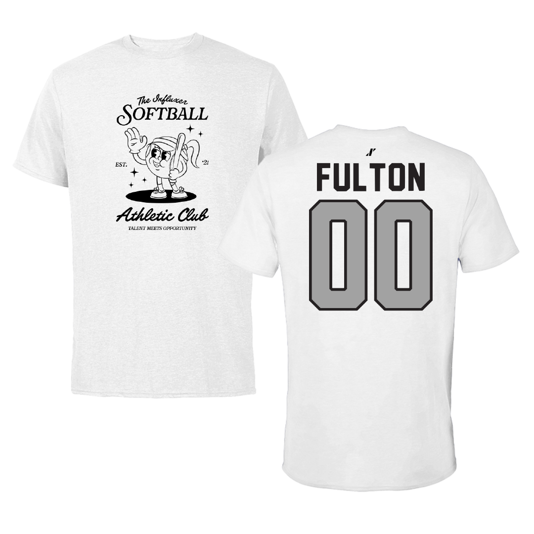 Softball White Influxer Athletic Club Tee - #00 Amanda Fulton