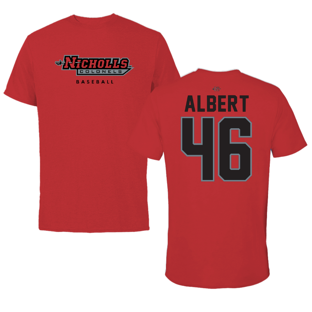 Nicholls State University Baseball Red Performance Tee - #46 Sione Albert