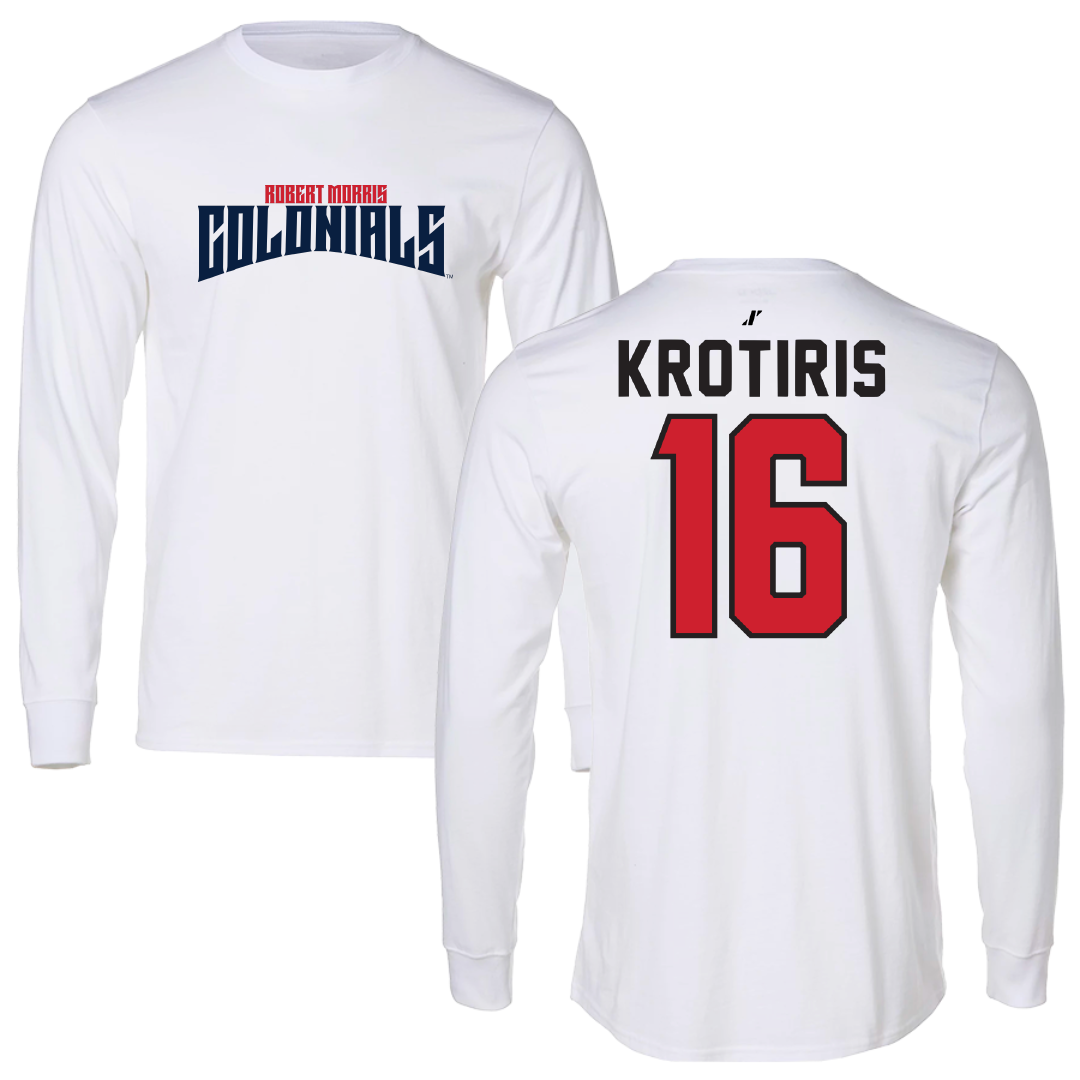 Robert Morris University Ice Hockey White Classic Performance Long Sleeve - #16 George Krotiris