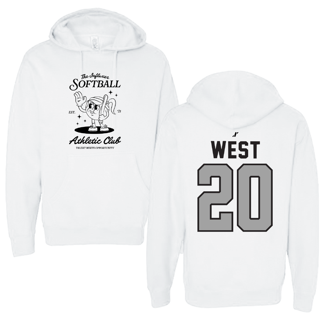 Softball White Influxer Athletic Club Hoodie - #20 Irelynn West