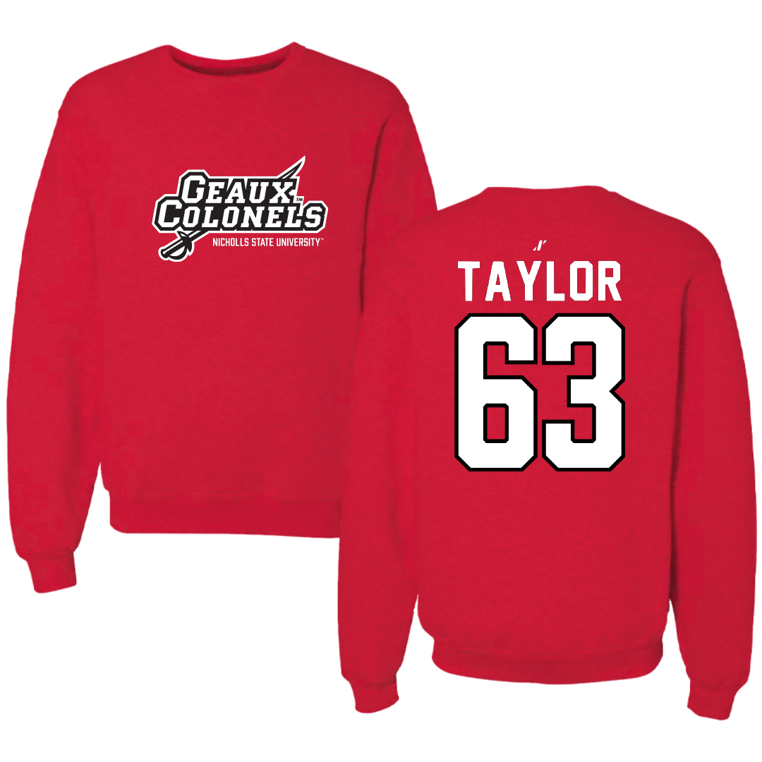 Nicholls State University Soccer Red General Crewneck - #63 Danielle Taylor