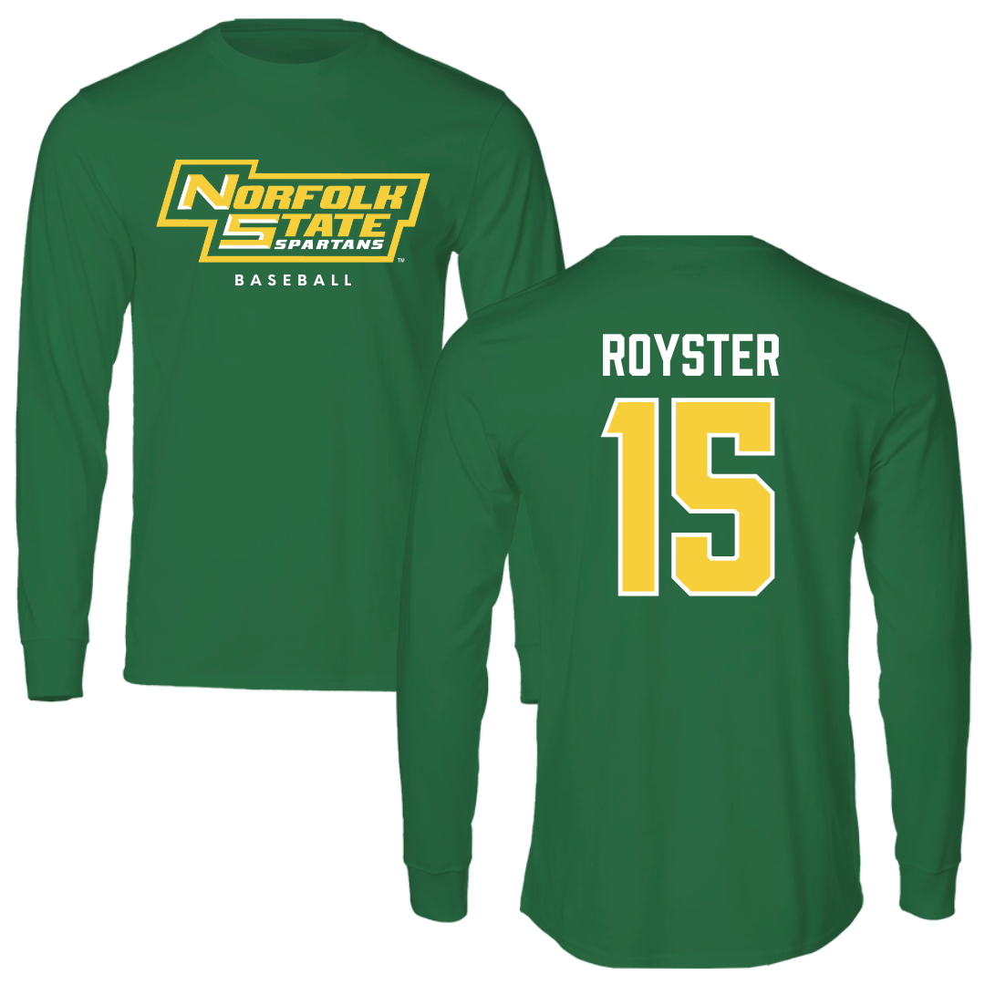 Norfolk State University Baseball Kelly Green Performance Long Sleeve - #15 Liam Royster