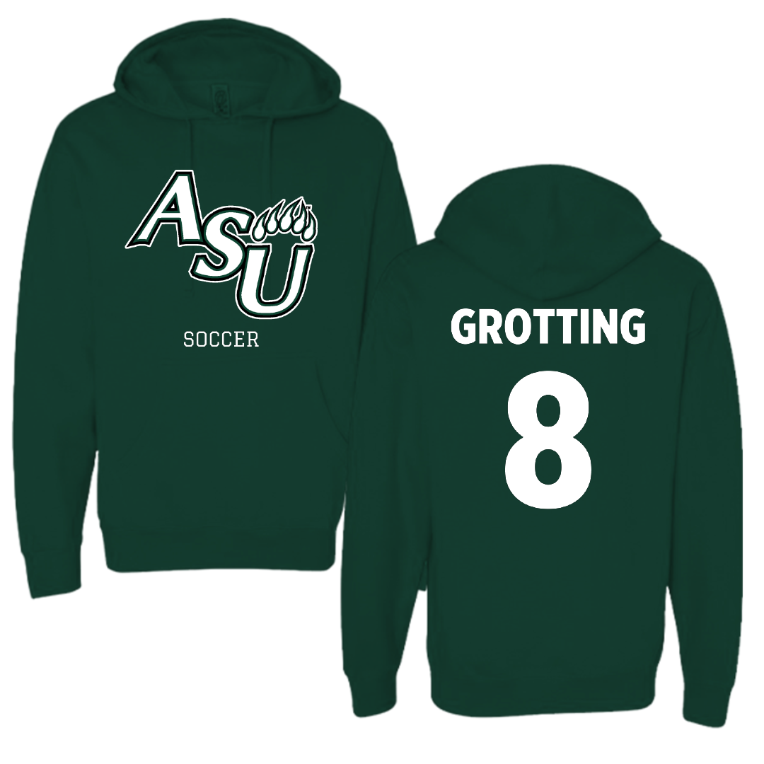 Adams State University Soccer Forest Green Block Hoodie - #8 Hans-Kristian Grotting