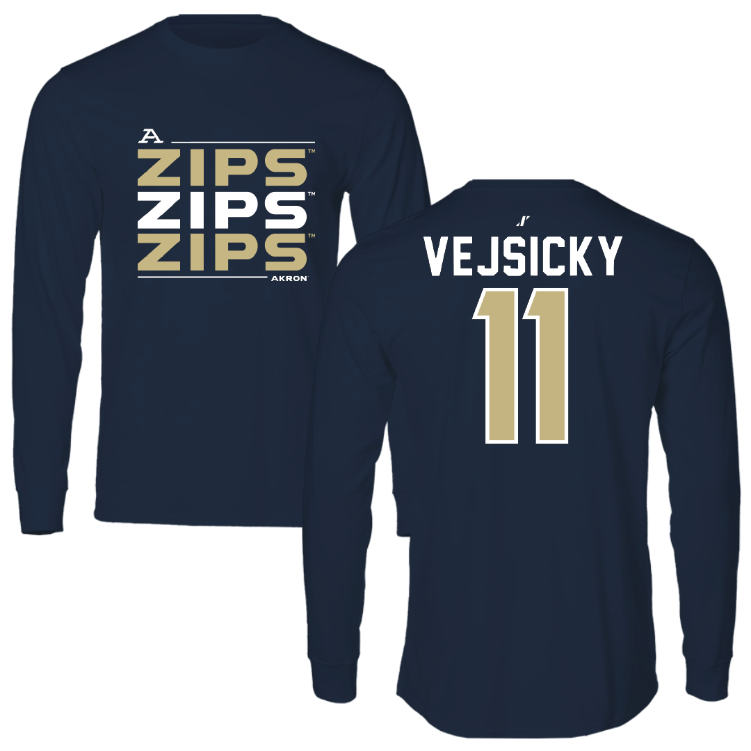 University of Akron Basketball Navy General Performance Long Sleeve - #11 Maddie Vejsicky