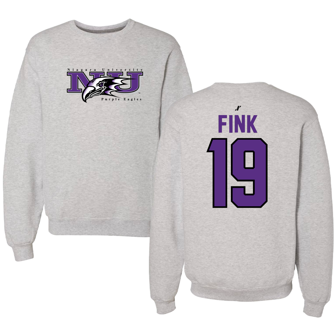 Niagara University Baseball Light Gray Crewneck - #19 Carter Fink