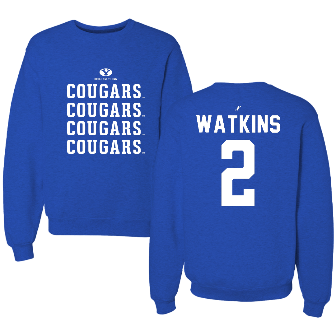 Brigham Young University Baseball Blue General Crewneck - #2 Brock Watkins