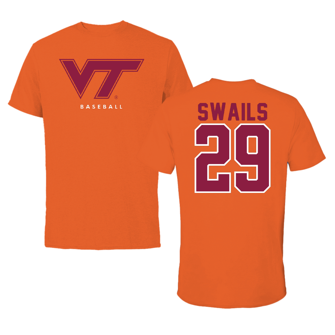 Virginia Tech Baseball True Orange Tee - #29 Tucker Swails