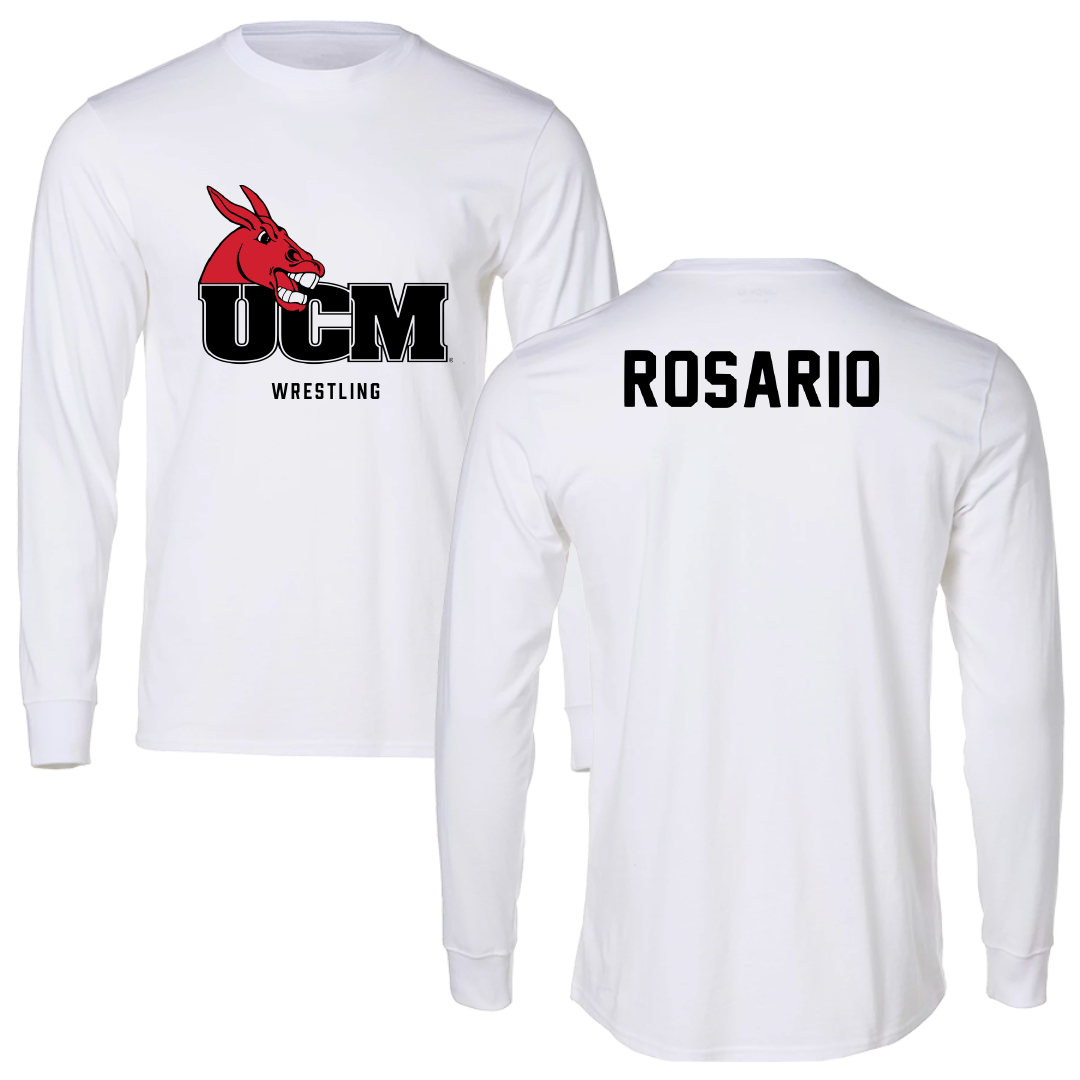 University of Central Missouri Wrestling White Performance Long Sleeve - Max Rosario