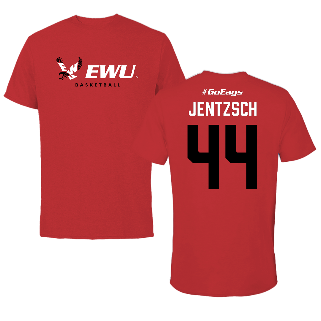 Eastern Washington University Basketball Red Block Performance Tee - #44 Camille Jentzsch