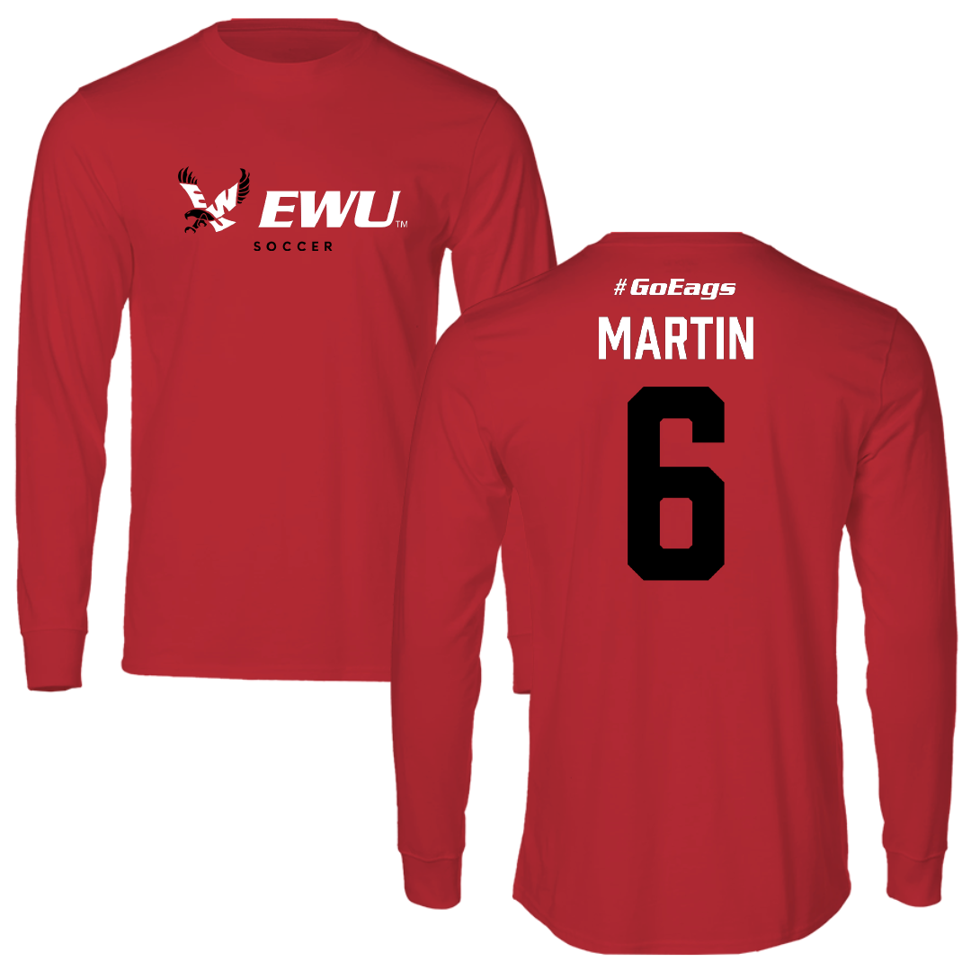 Eastern Washington University Soccer Red Performance Long Sleeve - #6 Gillian Martin