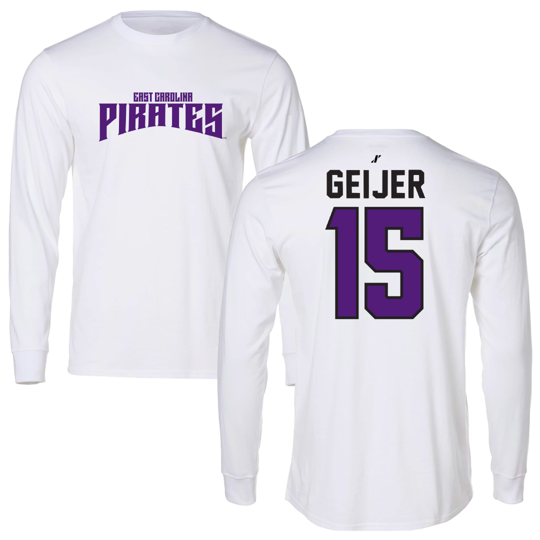 East Carolina University Softball White Classic Long Sleeve - #15 Chloe Geijer
