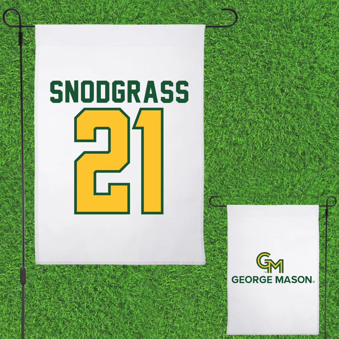 George Mason University Volleyball White Garden Flag - #21 Evan Snodgrass