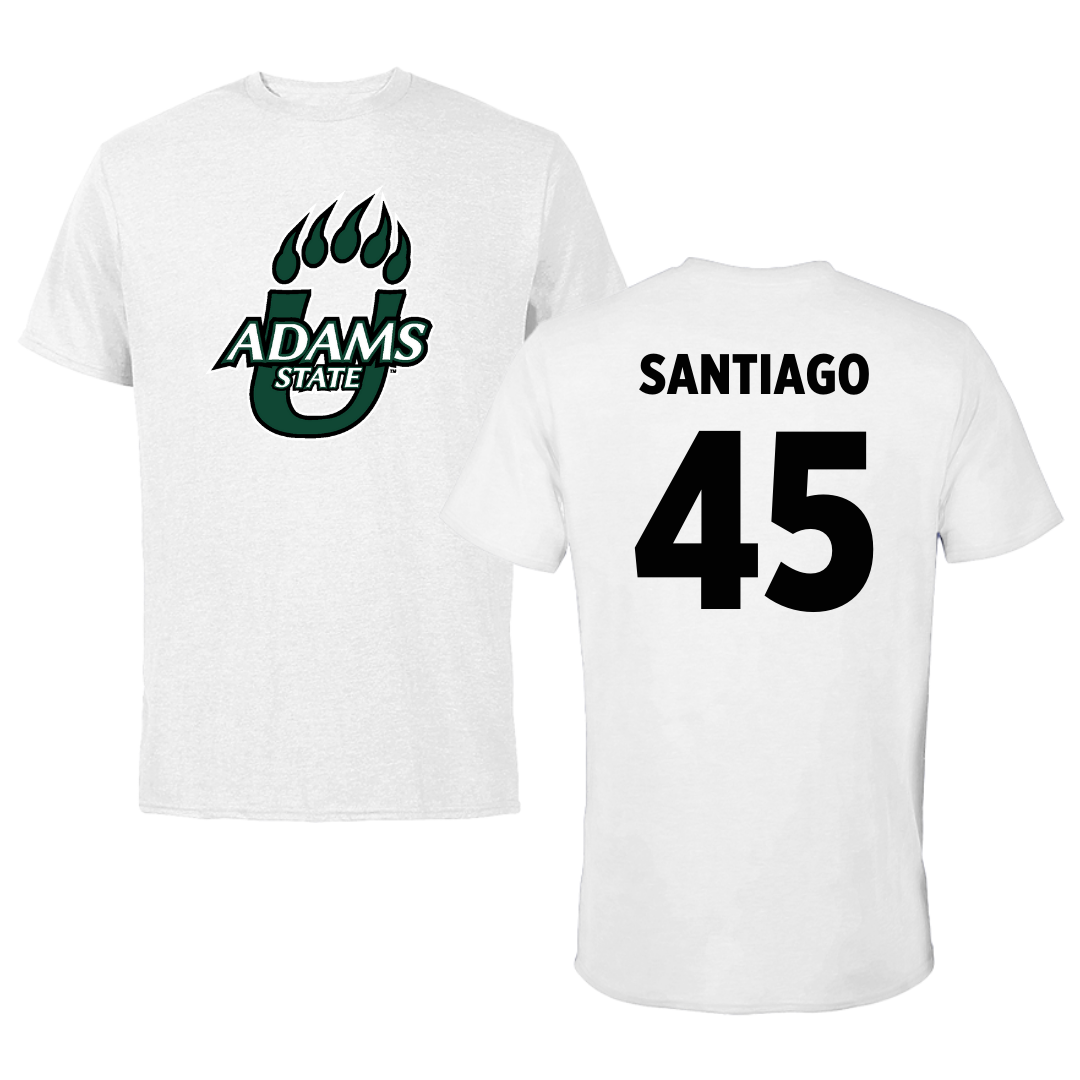 Adams State University Baseball White Performance Tee - #45 Ricardo Santiago