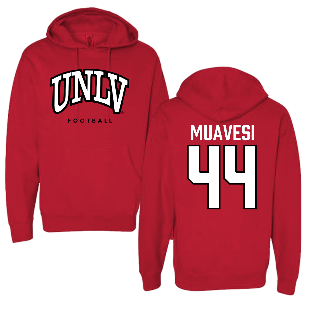 University of Nevada-Las Vegas Football Red Block Hoodie - #44 Waisale Muavesi