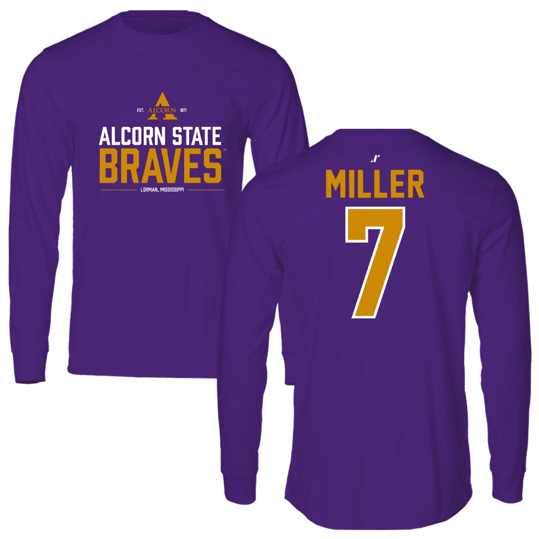 Alcorn State University Softball Purple General Performance Long Sleeve - #7 Olivia Miller