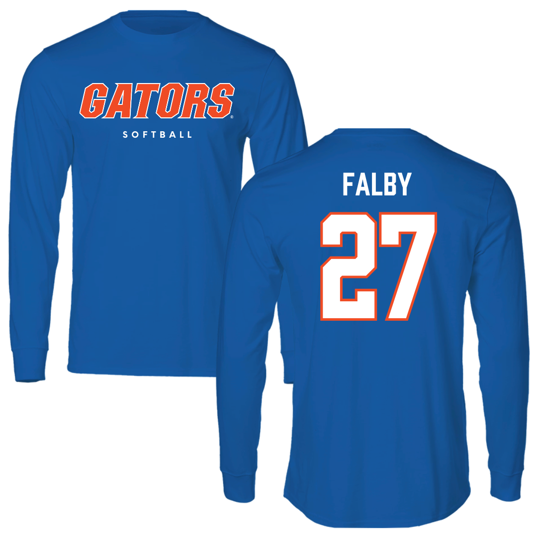 University of Florida Softball True Royal Block Performance Long Sleeve - #27 Kendra Falby