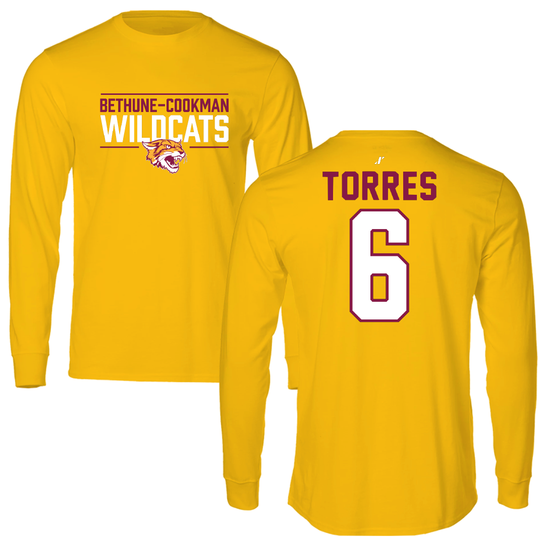 Bethune-Cookman University Baseball Gold General Performance Long Sleeve - #6 Pablo Torres