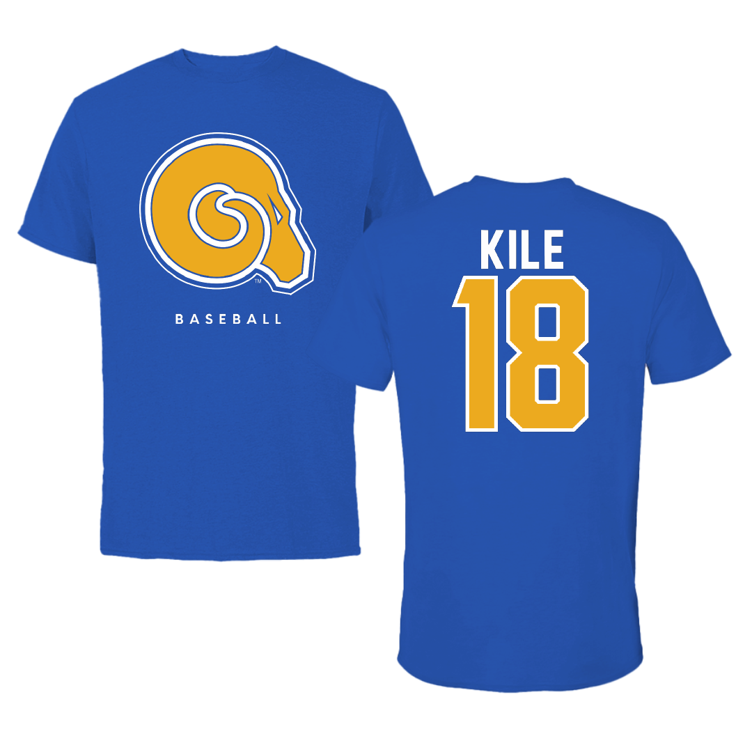 Albany State University Baseball Blue Performance Tee - #18 David Kile
