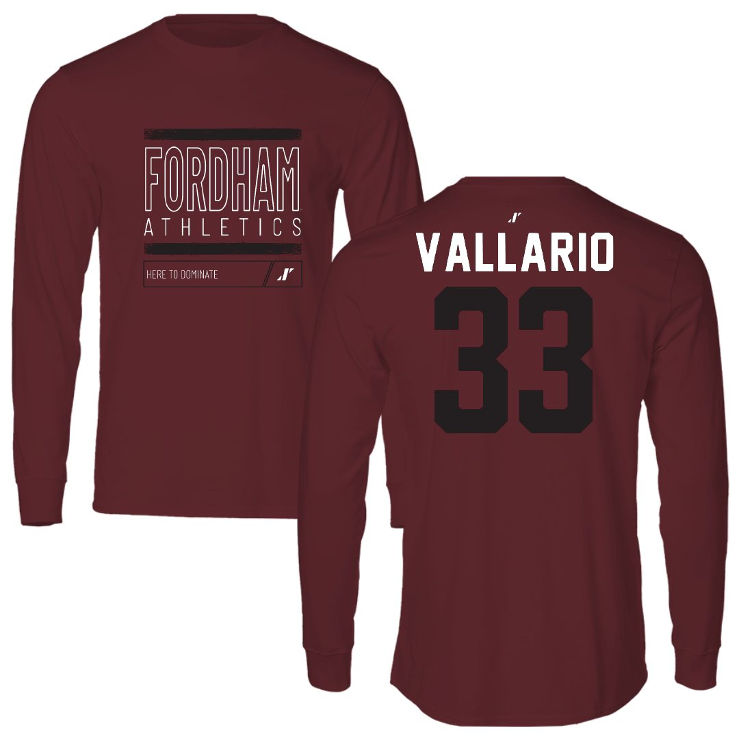 Fordham University Baseball Maroon Dominate Long Sleeve - #33 Jack Vallario