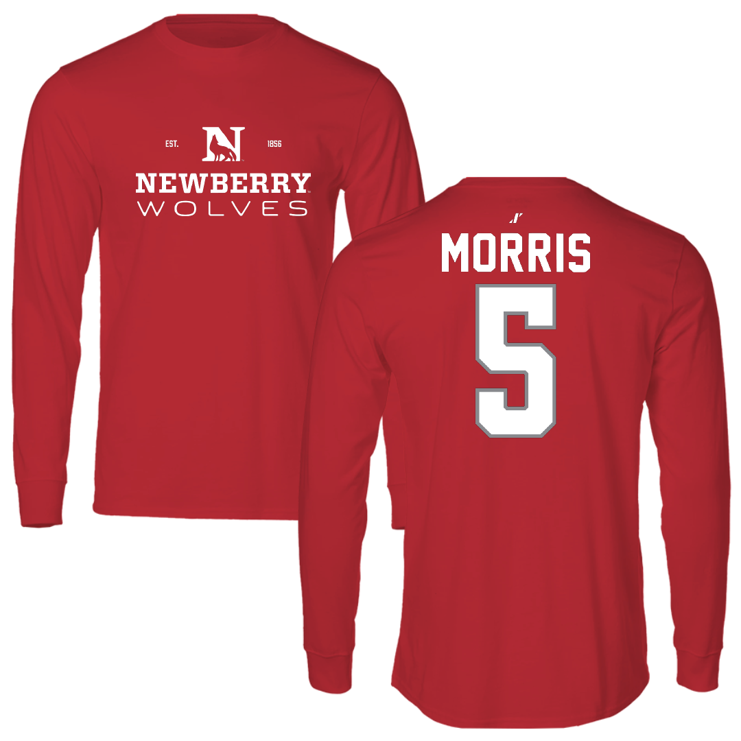 Newberry College Football Red General Performance Long Sleeve - #5 Aaron Morris