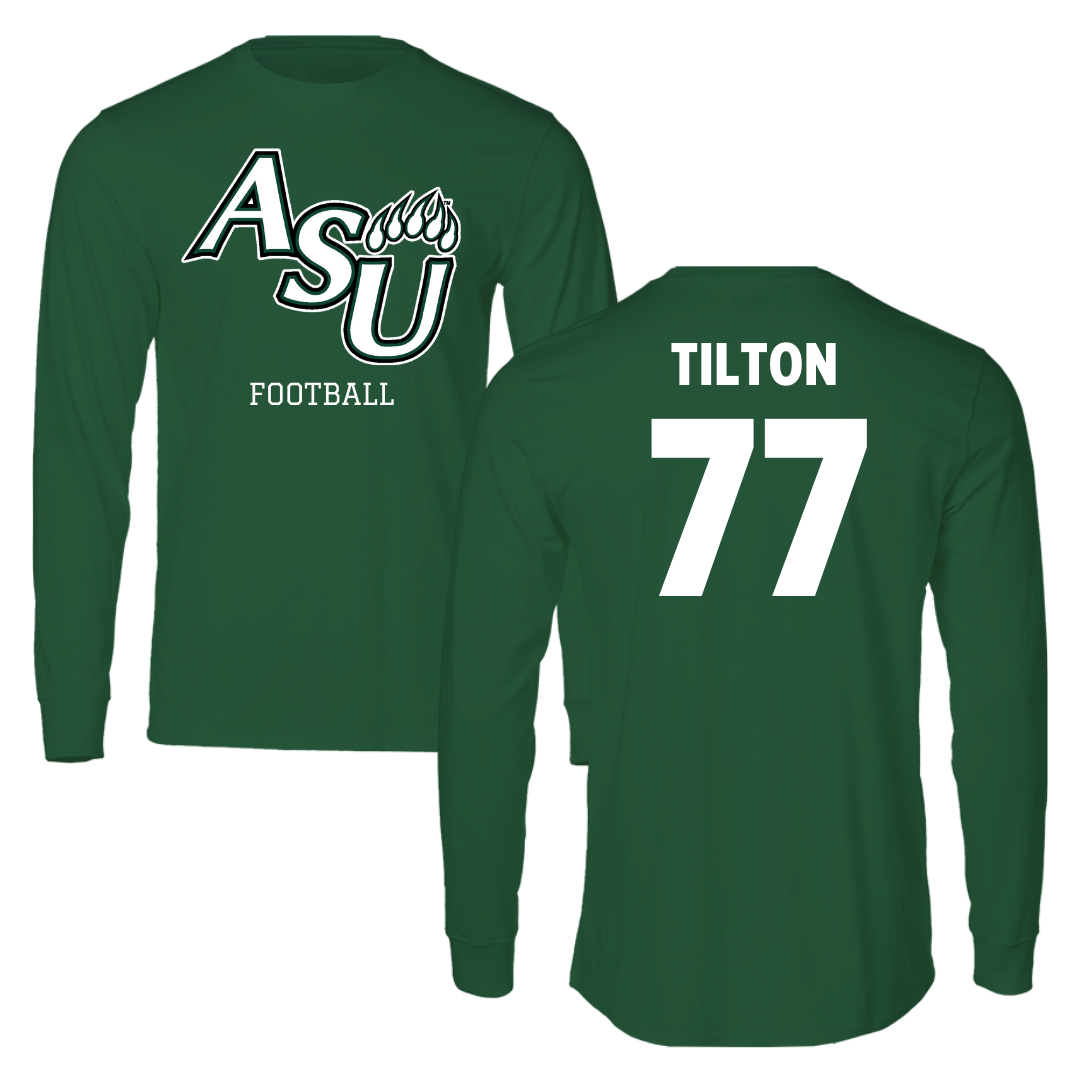 Adams State University Football Forest Green Block Long Sleeve - #77 Wyatt Tilton