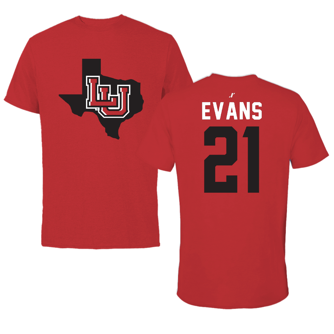 Lamar University Football Red State Tee - #21 Jamarion Evans