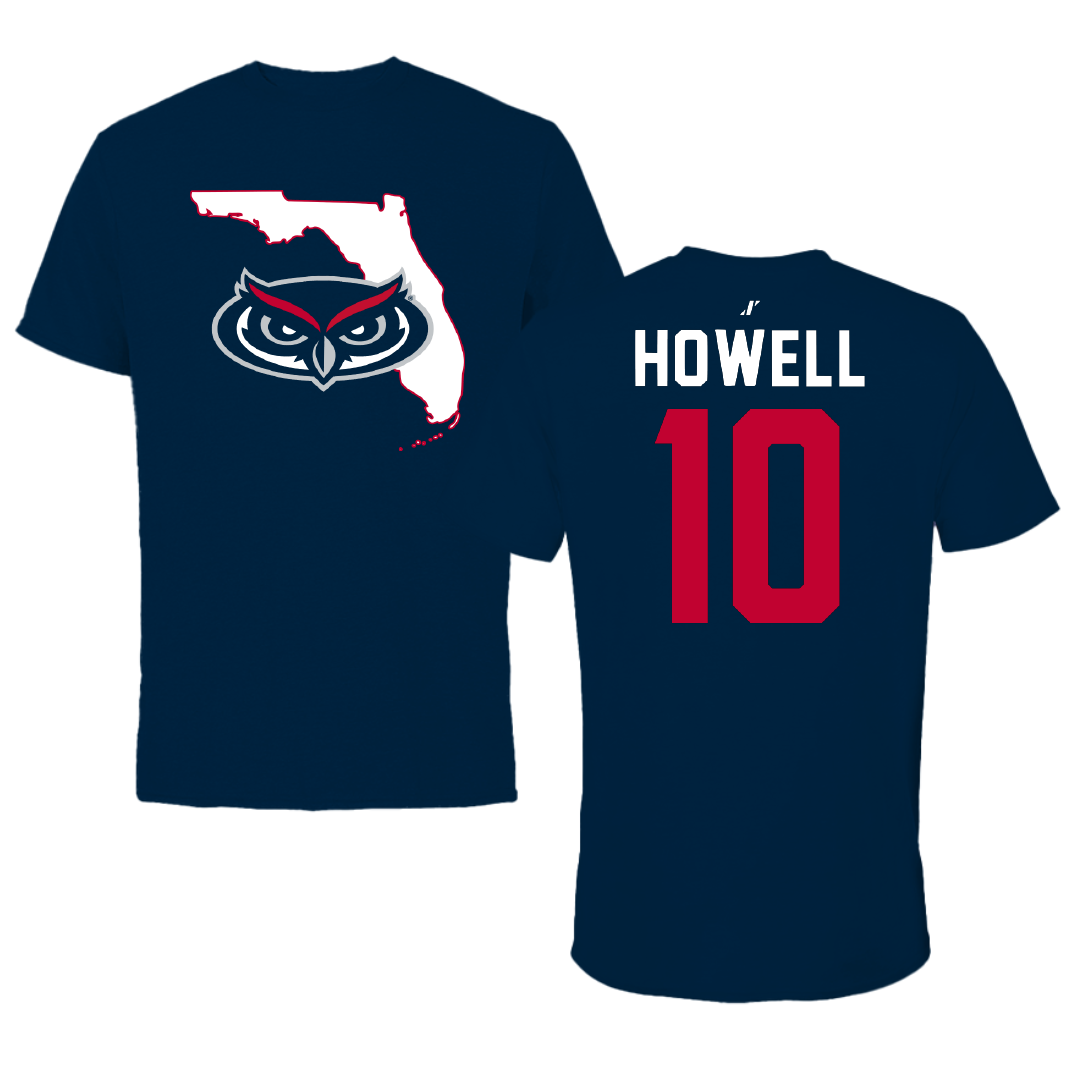 Florida Atlantic University Soccer Navy State Performance Tee - #10 Jamie Howell