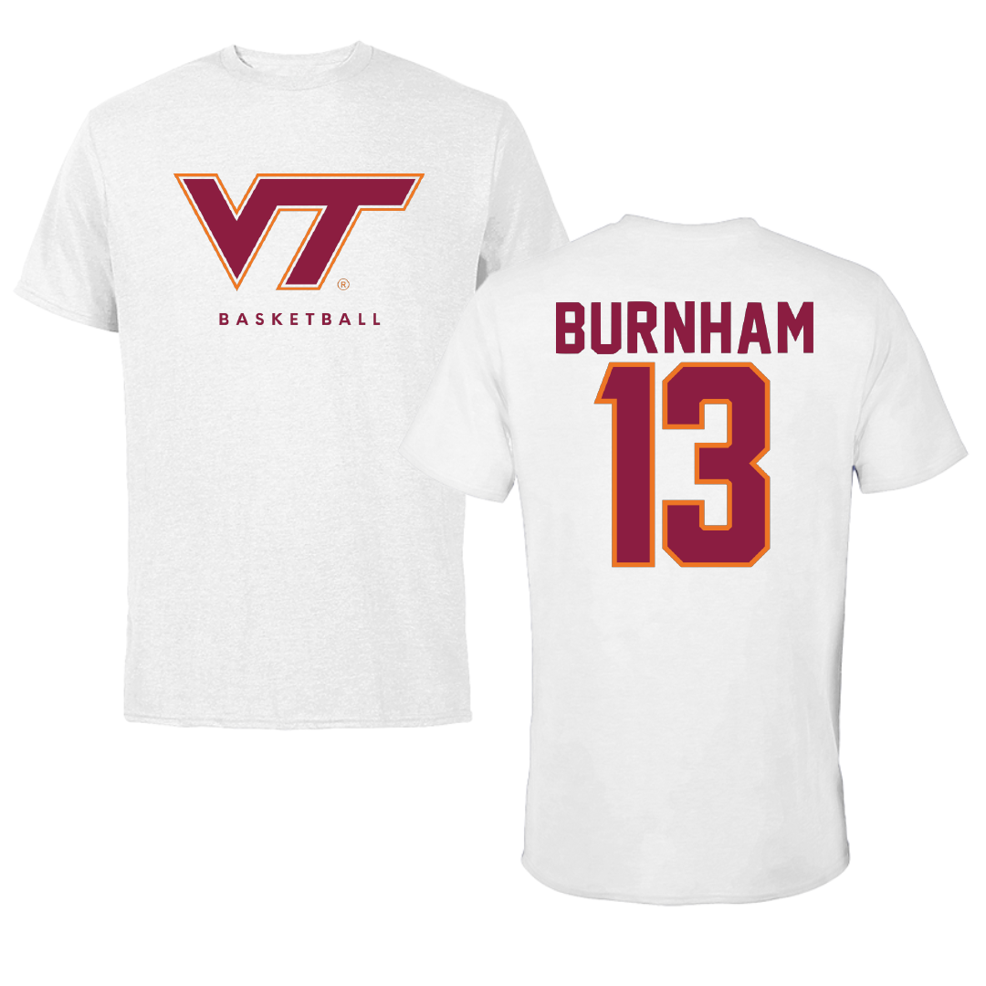 Virginia Tech Basketball White Tee - #13 Ben Burnham