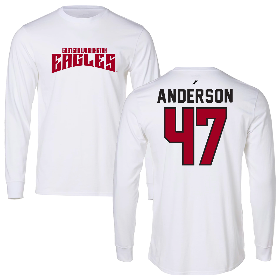 Eastern Washington University Football White Classic Long Sleeve - #47 Samarai Anderson