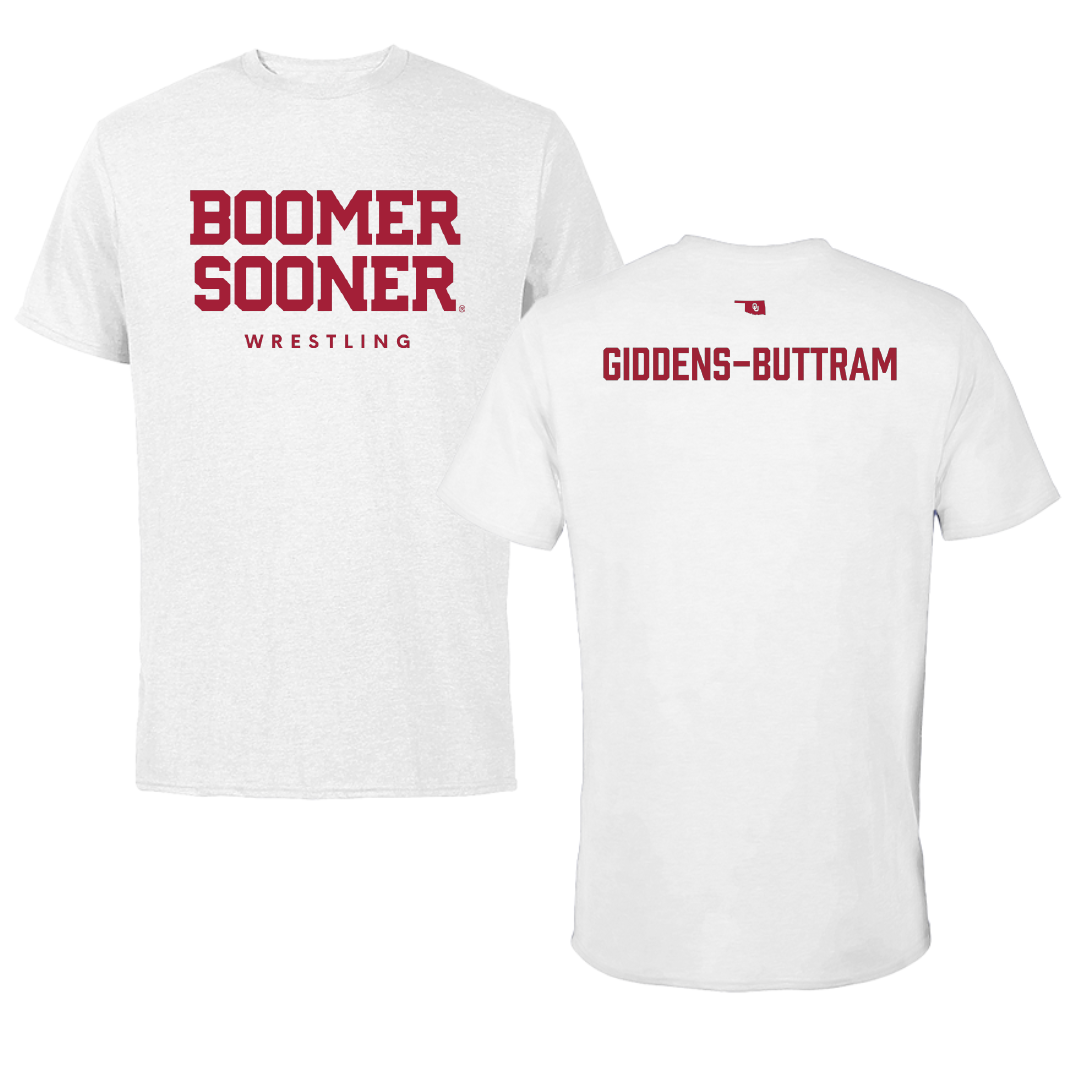 University of Oklahoma Wrestling White Performance Tee - Clay Giddens-Buttram