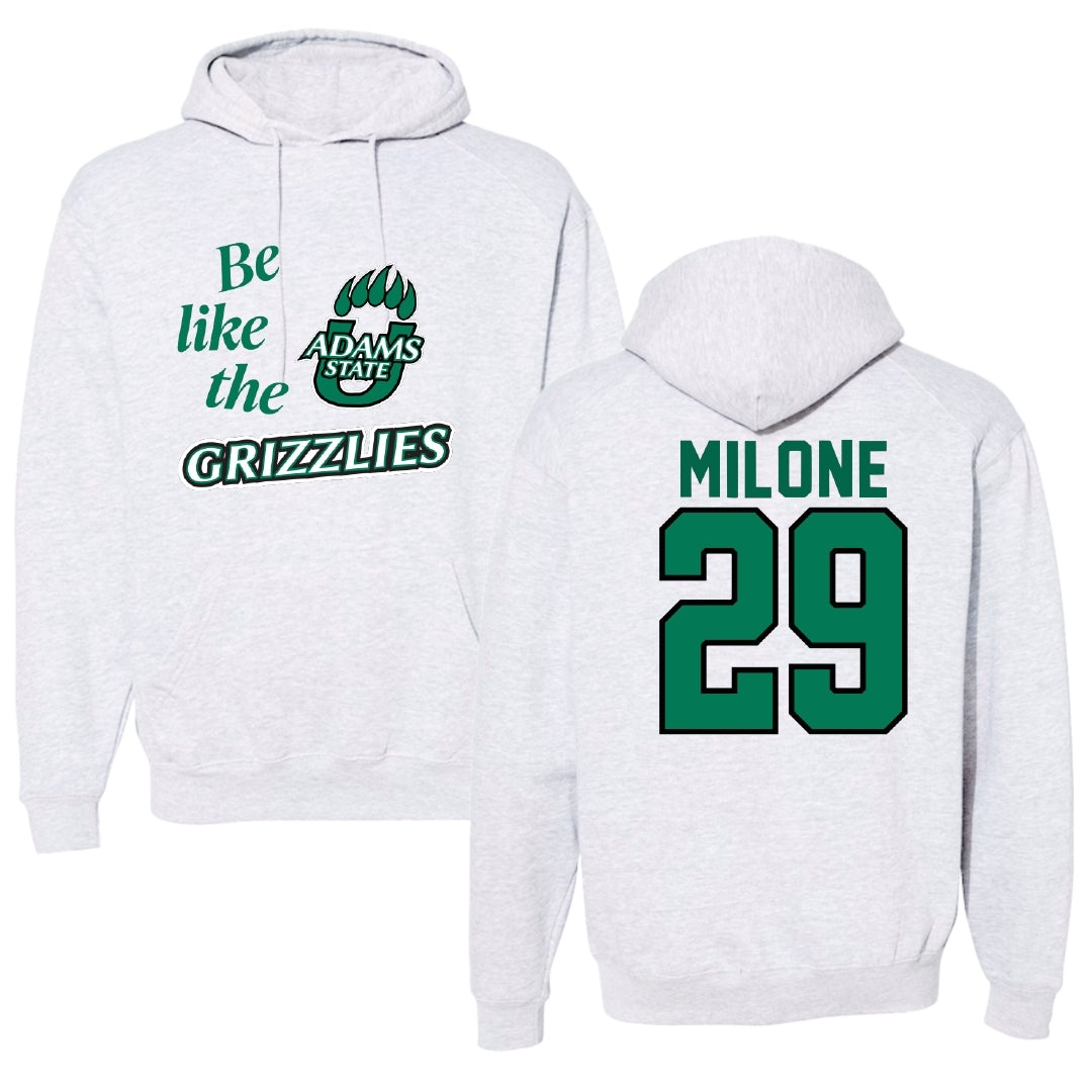 Adams State University Baseball Light Gray Be Like Us Hoodie - #29 Alex Milone