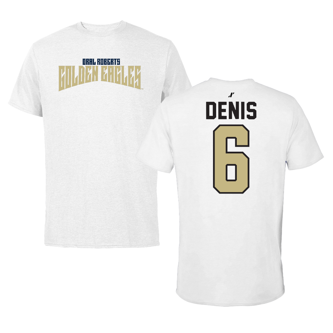 Oral Roberts University Soccer White Classic Tee - #6 Emmanuel Denis