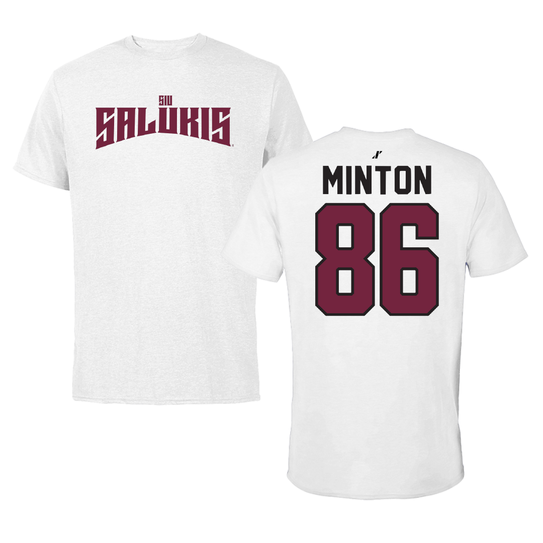 Southern Illinois University at Carbondale Football White Classic Performance Tee - #86 Logan Minton
