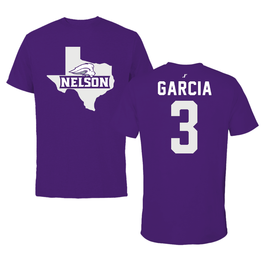 Nelson University Soccer Purple State Tee - #3 Jasmine Garcia