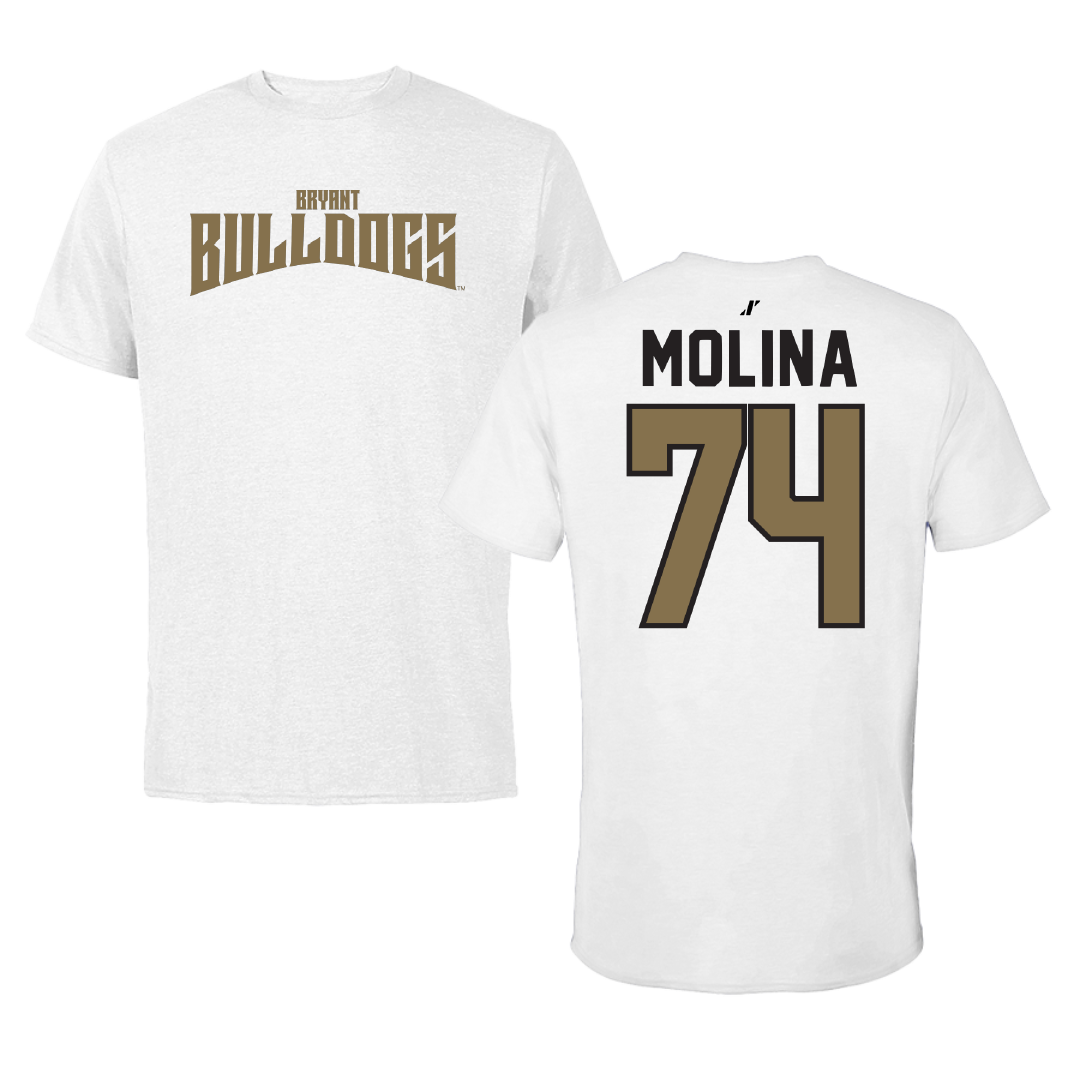 Bryant University Football White Classic Tee - #74 Nick Molina